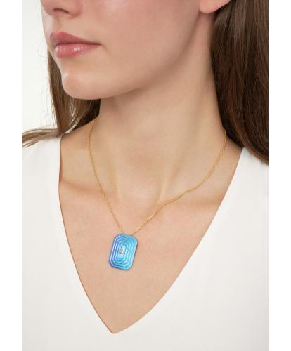 ARSENIS _ OCTAGON - 18K GOLD, TITANIUM AND DIAMOND PENDANT _LM blue