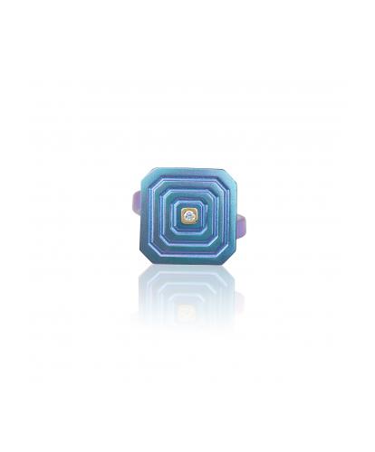 ARSENIS _ OCTAGON - 18K GOLD, TITANIUM AND DIAMOND RING _SM blue