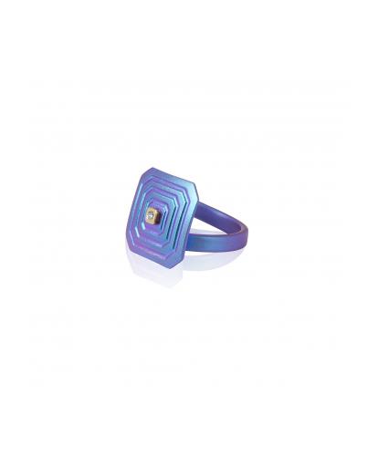 ARSENIS _ OCTAGON - 18K GOLD, TITANIUM AND DIAMOND RING _SM blue