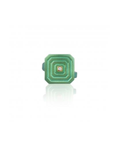 ARSENIS _ OCTAGON - 18K GOLD, TITANIUM AND DIAMOND RING _ SM green