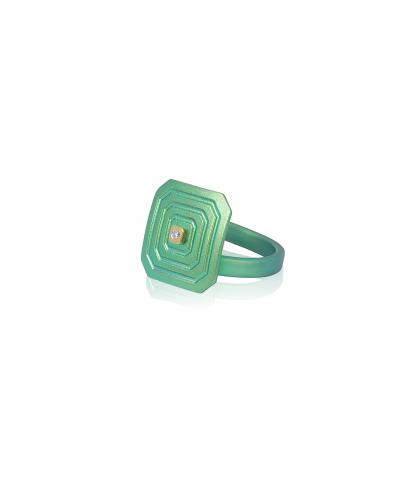 ARSENIS _ OCTAGON - 18K GOLD, TITANIUM AND DIAMOND RING _ SM green