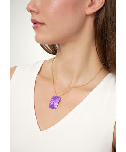 ARSENIS _ OCTAGON - 18K GOLD, TITANIUM AND DIAMOND PENDANT _LM magenta