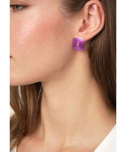 ARSENIS _ OCTAGON - 18K GOLD, TITANIUM AND DIAMOND EARRINGS _SM magenta