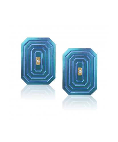 ARSENIS _ OCTAGON - 18K GOLD, TITANIUM AND DIAMOND PENDANT _LM blue 