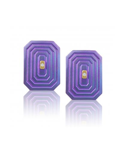 ARSENIS _ OCTAGON - 18K GOLD, TITANIUM AND DIAMOND EARRINGS _LM magenta