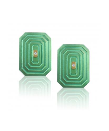 ARSENIS _ OCTAGON - 18K GOLD, TITANIUM AND DIAMOND EARRINGS _LM green