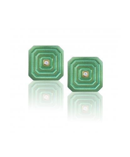 ARSENIS _ OCTAGON - 18K GOLD, TITANIUM AND DIAMOND EARRINGS _SM green