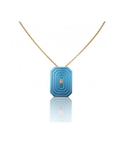 ARSENIS _ OCTAGON - 18K GOLD, TITANIUM AND DIAMOND PENDANT _LM blue