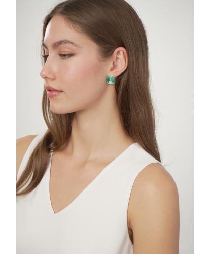 ARSENIS _ OCTAGON - 18K GOLD, TITANIUM AND DIAMOND EARRINGS _SM green