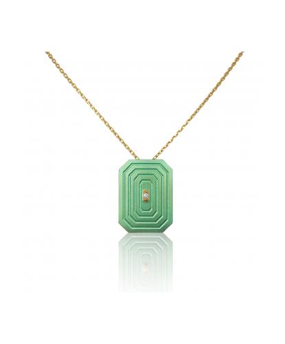 ARSENIS _ OCTAGON - 18K GOLD, TITANIUM AND DIAMOND PENDANT _LM green