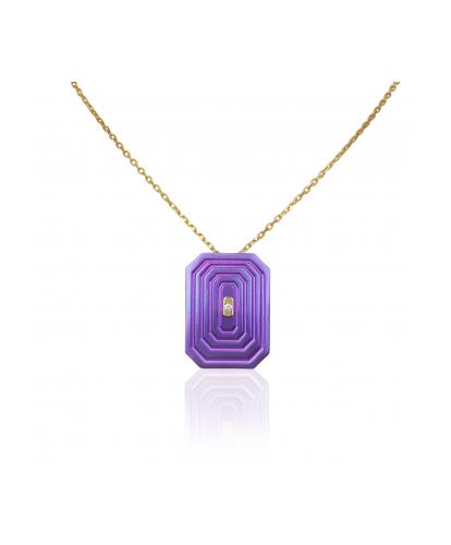 ARSENIS _ OCTAGON - 18K GOLD, TITANIUM AND DIAMOND PENDANT _LM magenta