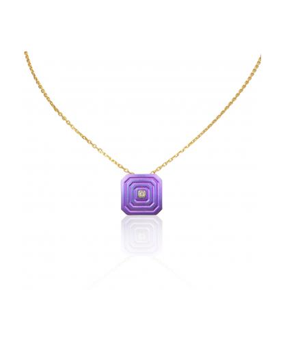 ARSENIS _ OCTAGON - 18K GOLD, TITANIUM AND DIAMOND PENDANT _SM magenta