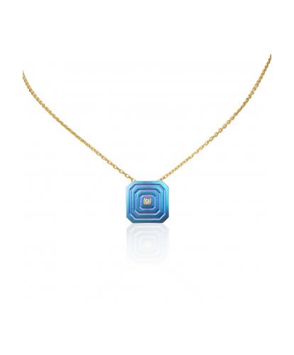 ARSENIS _ OCTAGON - 18K GOLD, TITANIUM AND DIAMOND PENDANT _SM blue