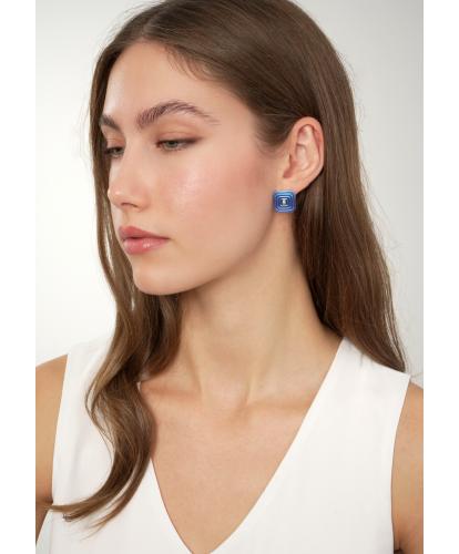 ARSENIS _ OCTAGON - 18K GOLD, TITANIUM AND DIAMOND EARRINGS _SM blue